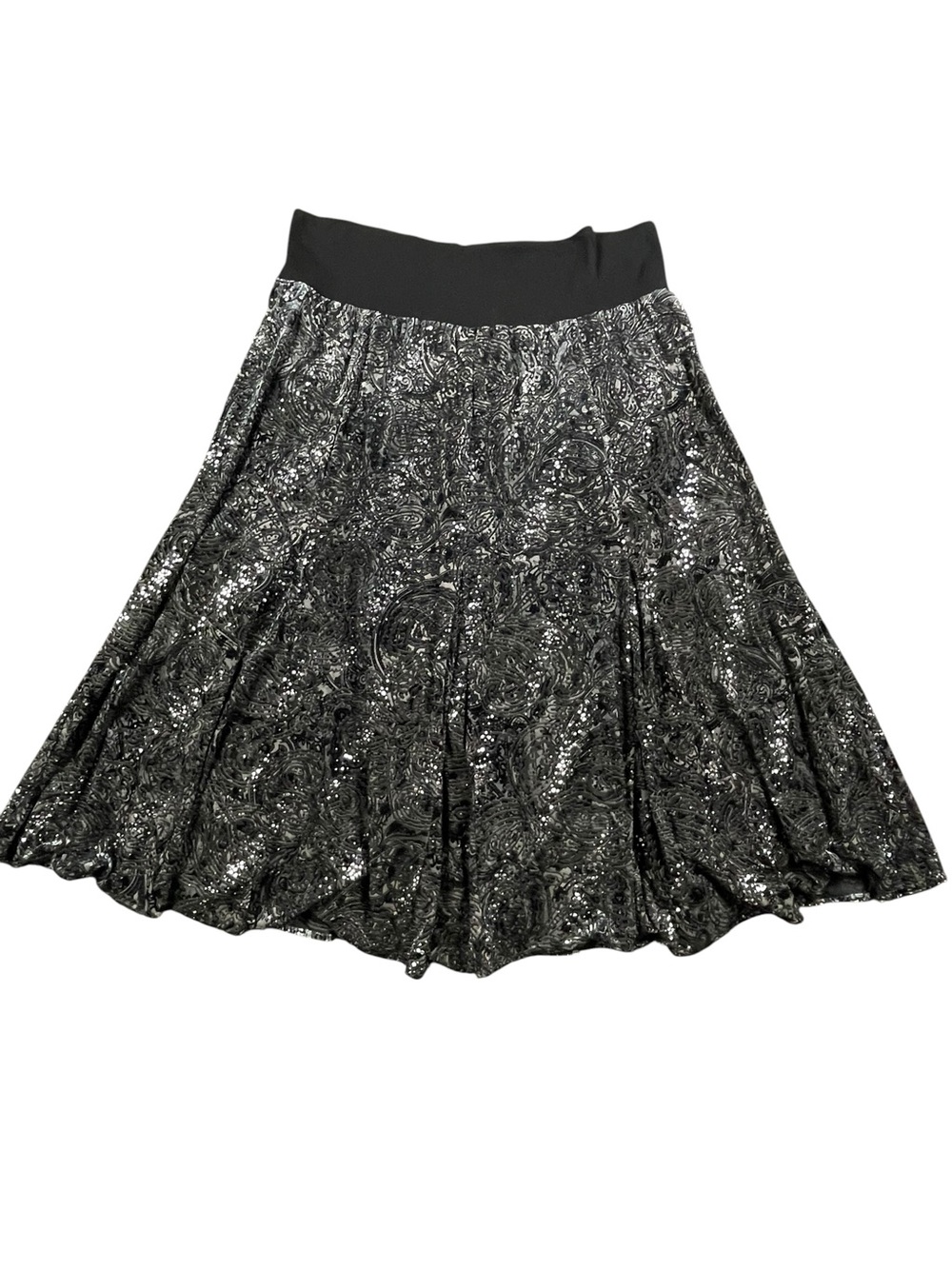 Reba Woman Velour Metallic Shimmery Paisley Boho Flowy Party Holiday Skirt - 2X